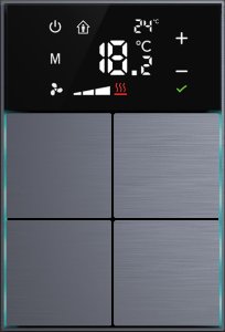 Dora serie KNX Room controller,+ cross design, thermostatic 4-8 gangbutton  metal Alu-eloxal Key with Thermost