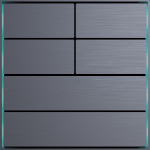 Dora serisi KNX düğmesi, Antrasit Gri, 4'lü / 6 düğmeli, metal eloksallı alüminyum, doğrusal tasarım, dahili sıcaklık okuyucu, 2 harici giriş. 86x86x8mm